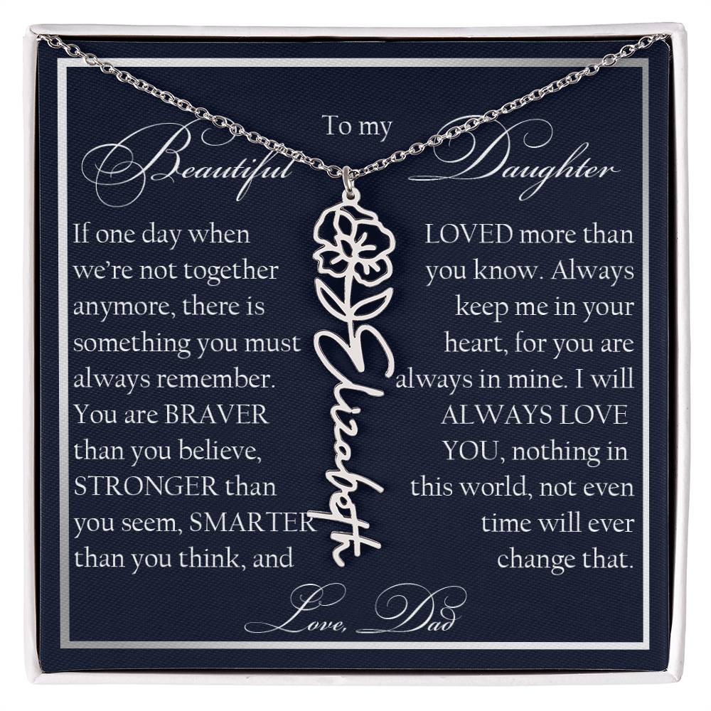 To My Beautiful Daughter, Name Flower Necklace