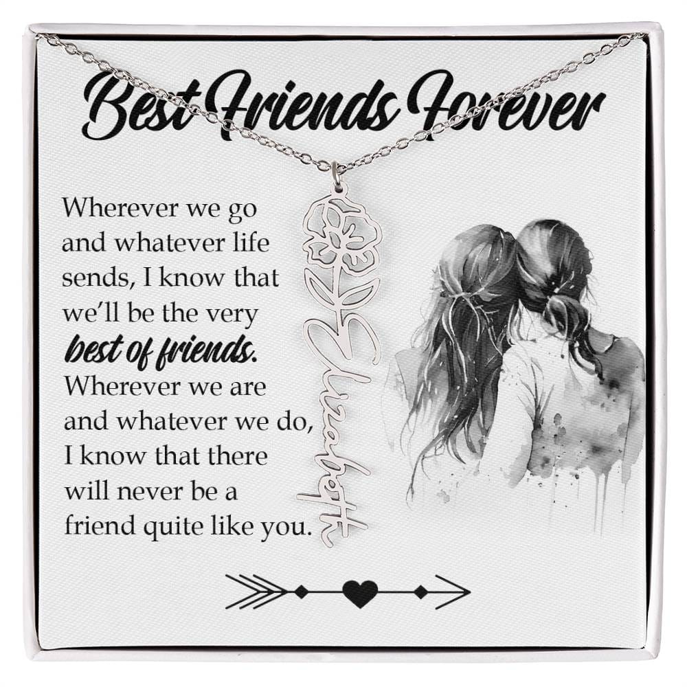 Best Friend Gift, Name Flower Necklace