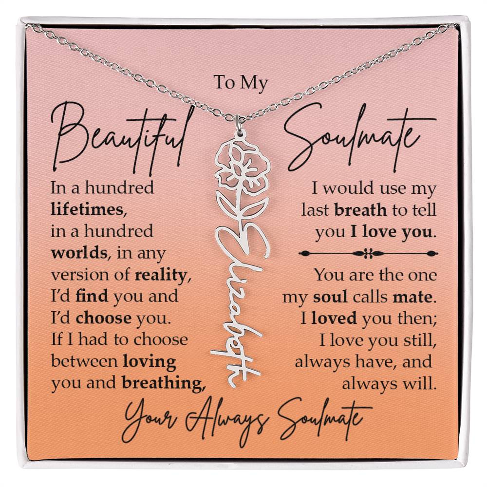 To My Beautiful Soulmate, Name Flower Necklace