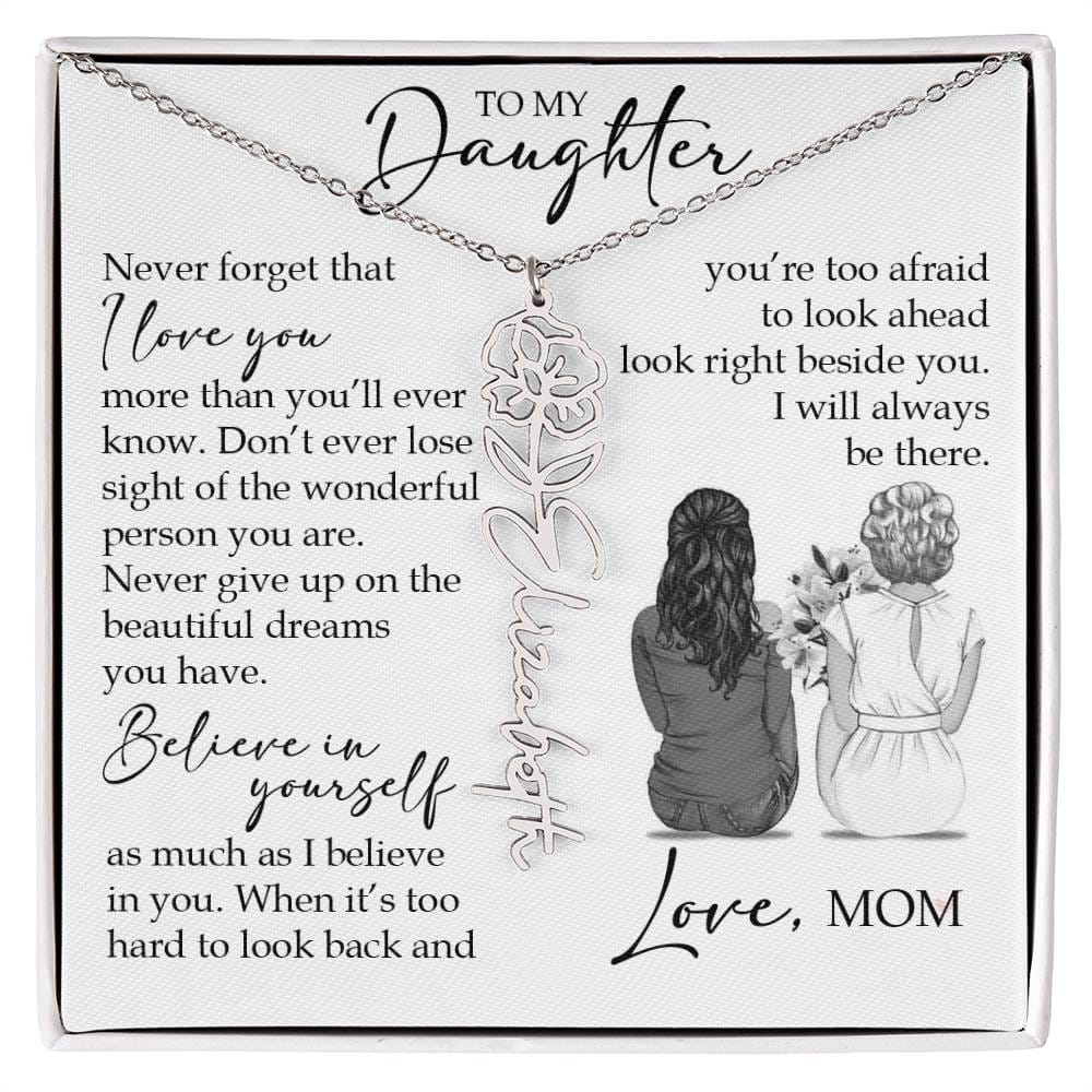 To My Daughter, Birth Flower Name Necklace