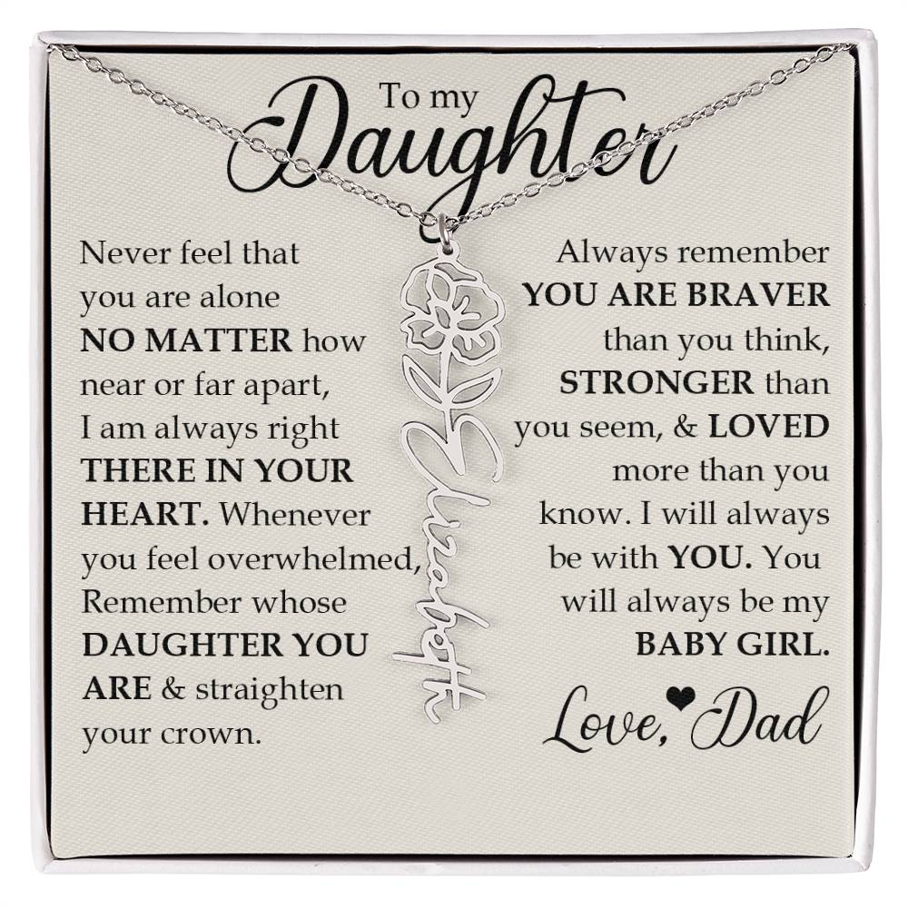 To My Daughter, Name Flower Necklace