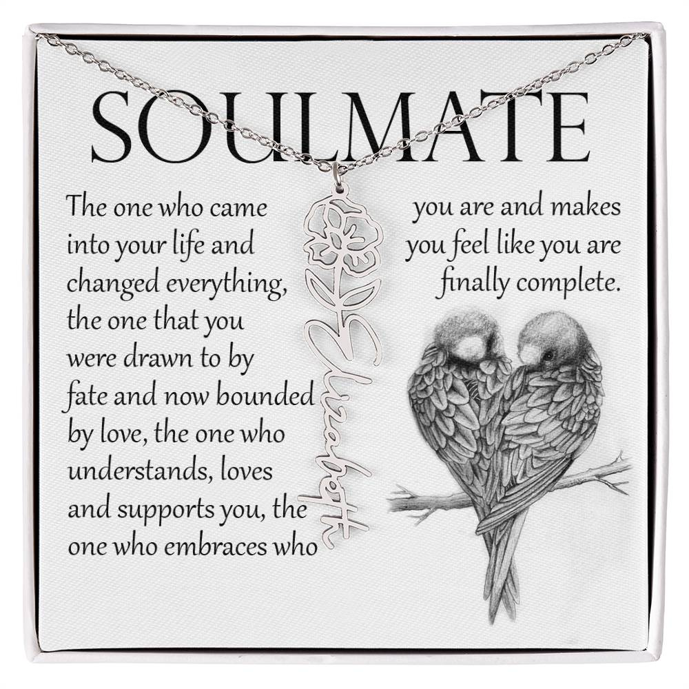 Soulmate Gift, Name Flower Necklace