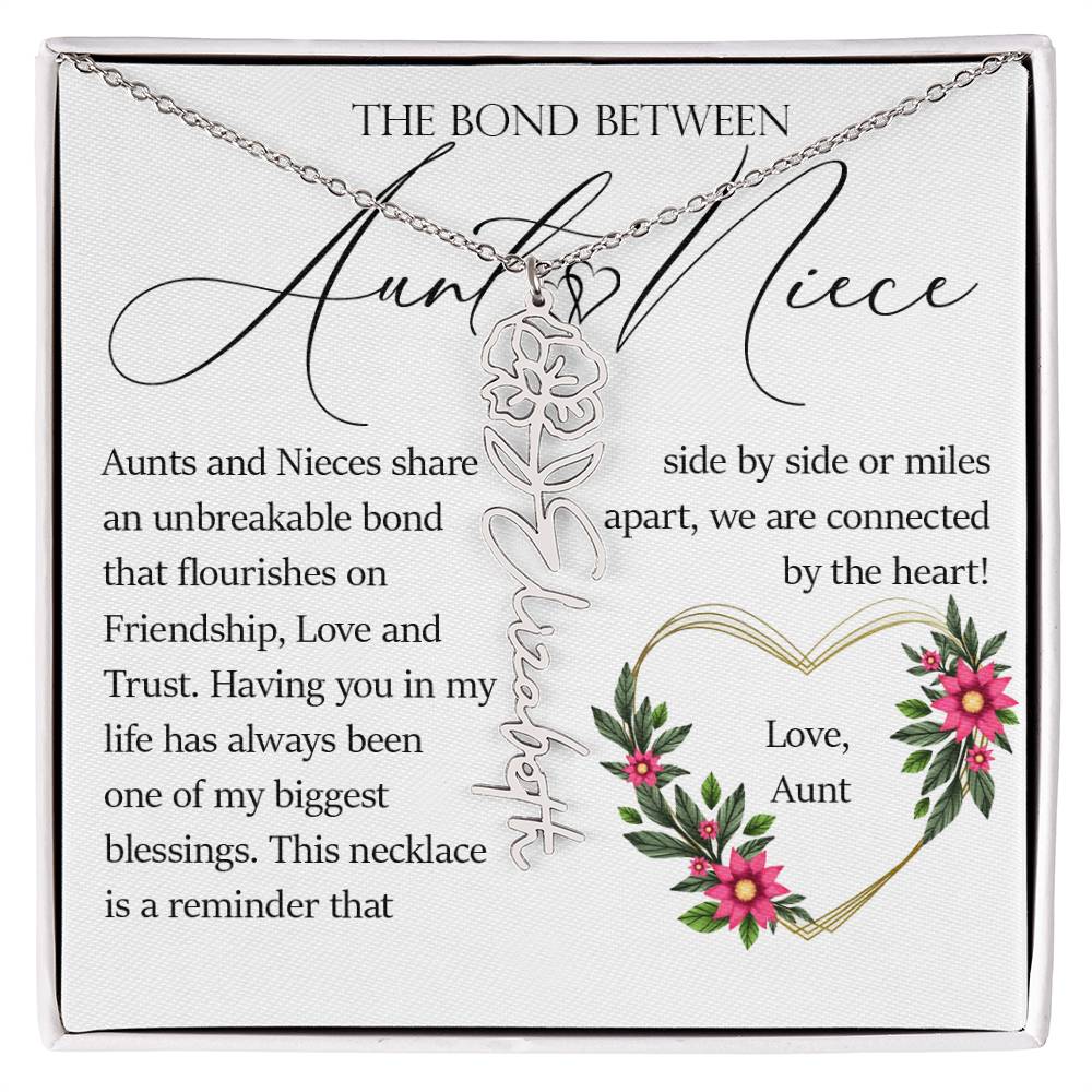 Aunt and Niece Gift, Name Flower Necklace