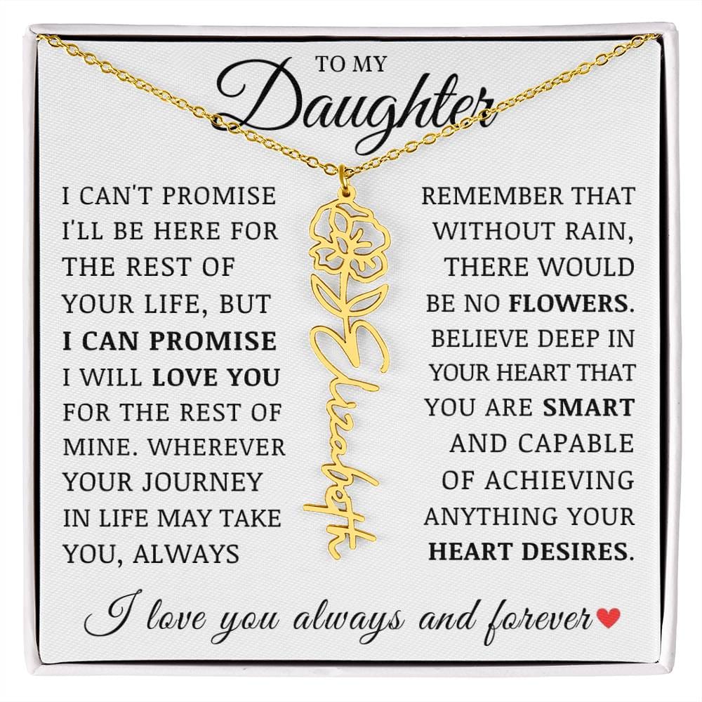 To My Daughter, Customized Name Necklace with Birth Flower, Birthday Christmas Graduation Gift for Her