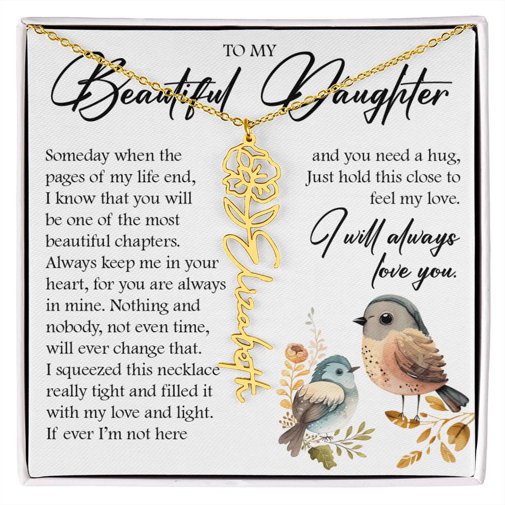 Custom Name Flower Necklace, Daughter Gift