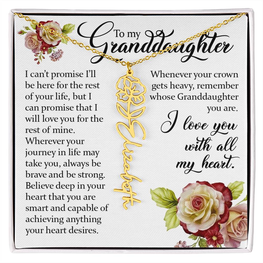 To My Granddaughter, Name Flower Necklace