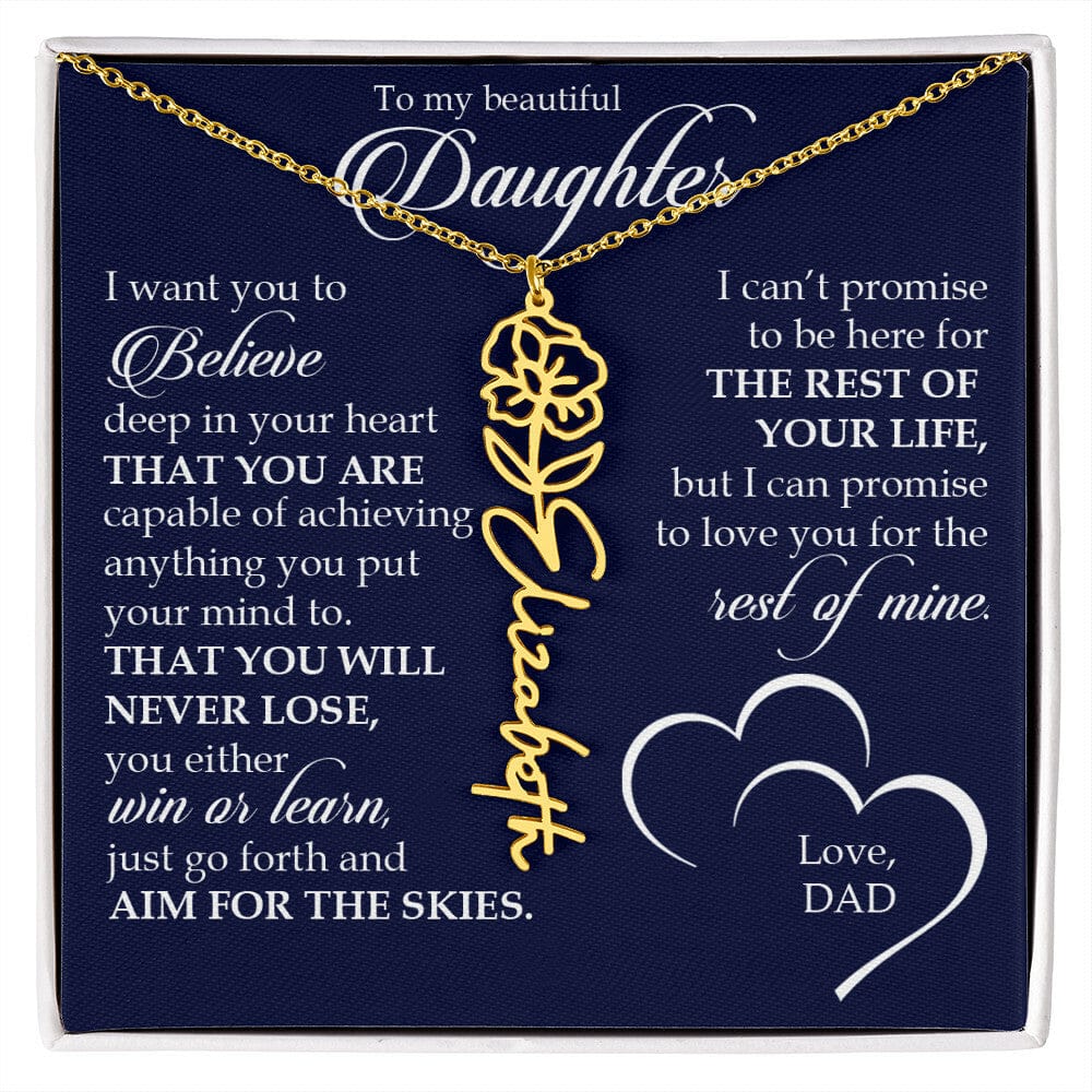 To My Beautiful Daughter, Name Flower Necklace