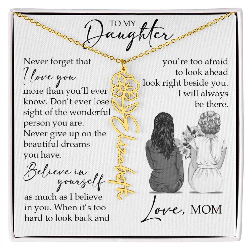 To My Daughter, Birth Flower Name Necklace