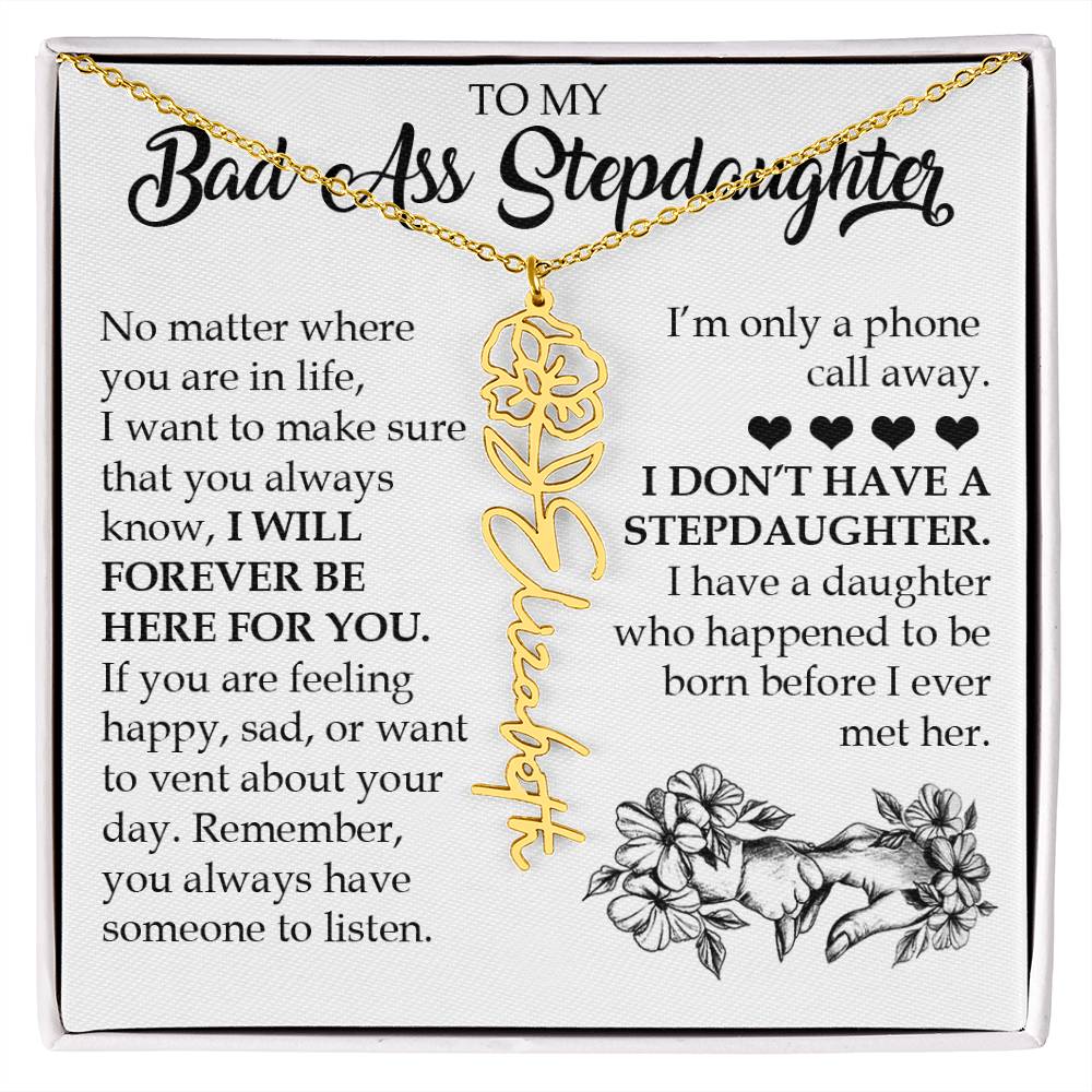 Personalized Daughter Keepsake Gift, Name Flower Necklace