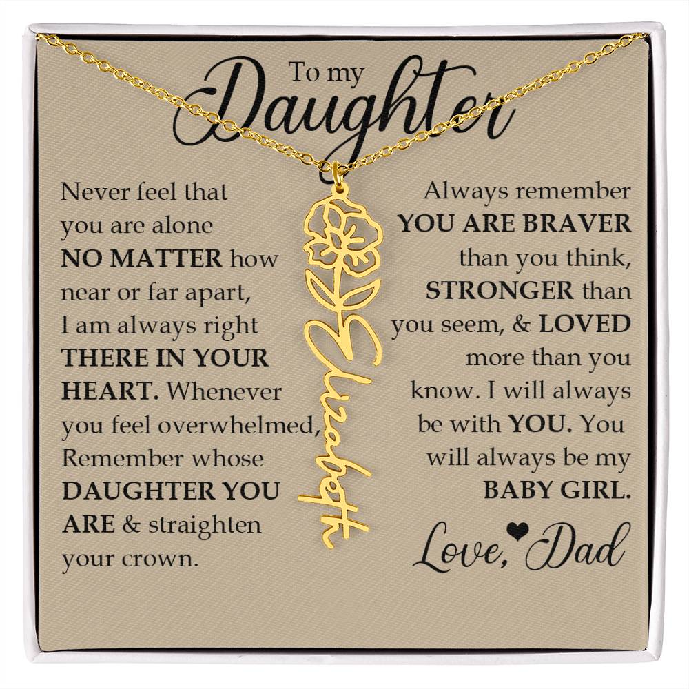 To My Daughter, Name Flower Necklace