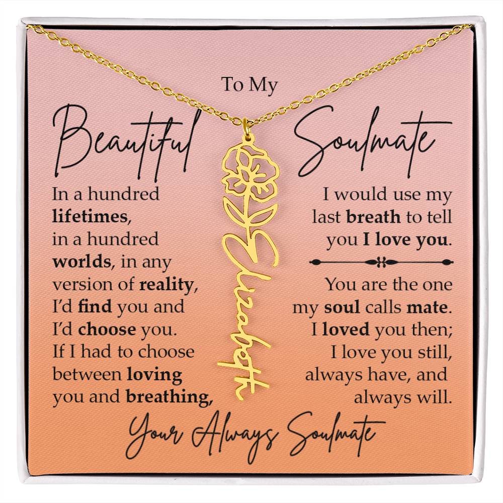 To My Beautiful Soulmate, Name Flower Necklace