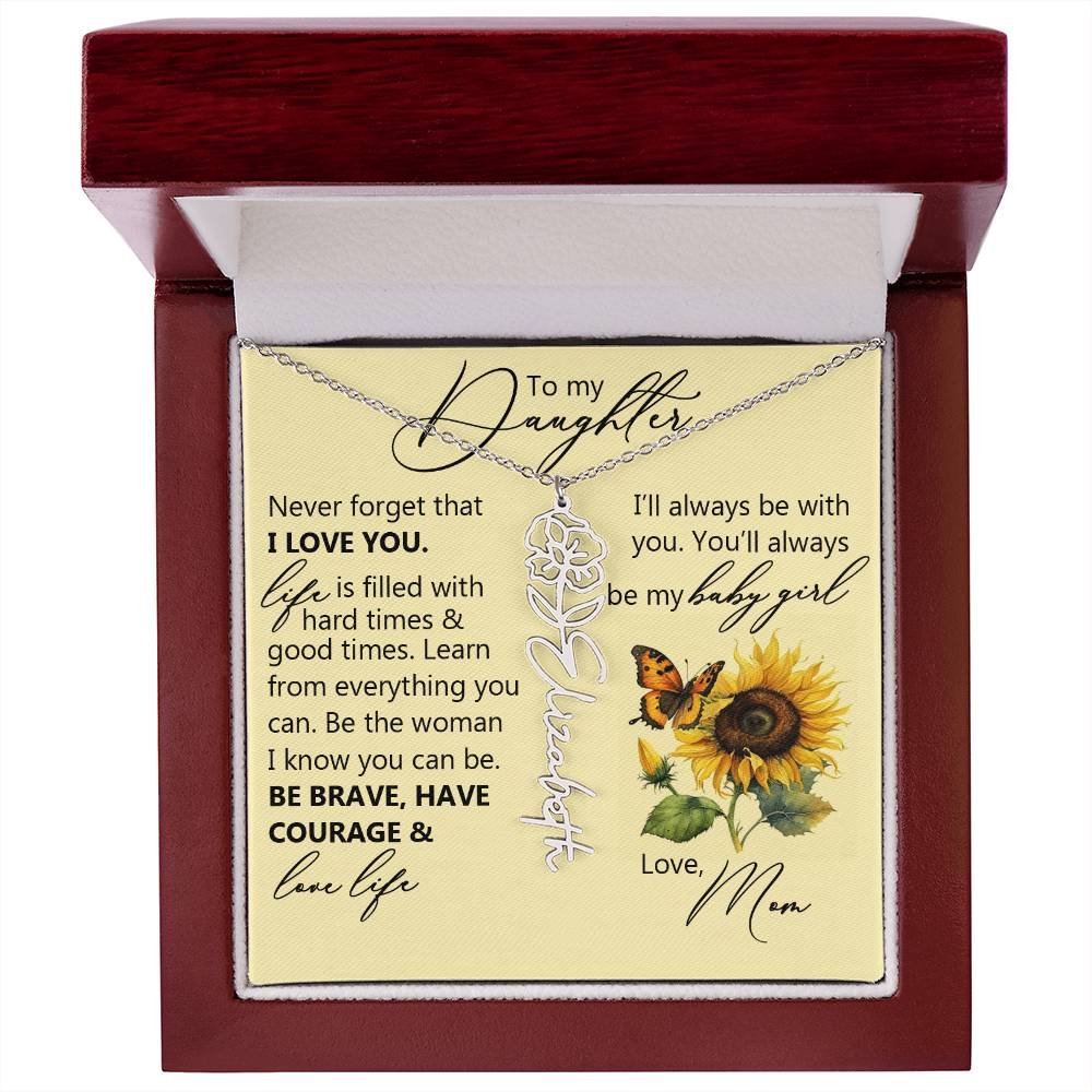 To My Daughter, Name Flower Necklace