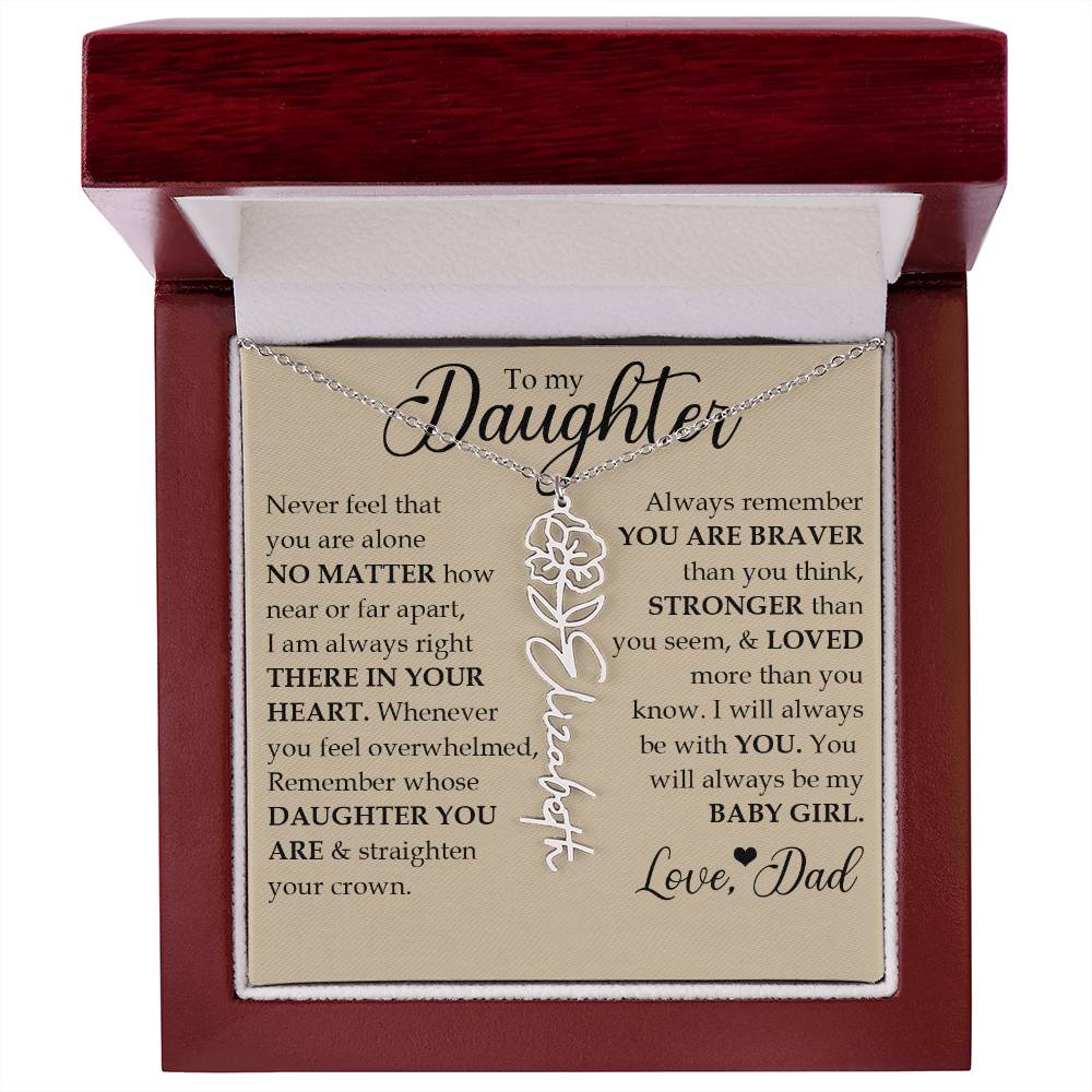 To My Daughter, Name Flower Necklace