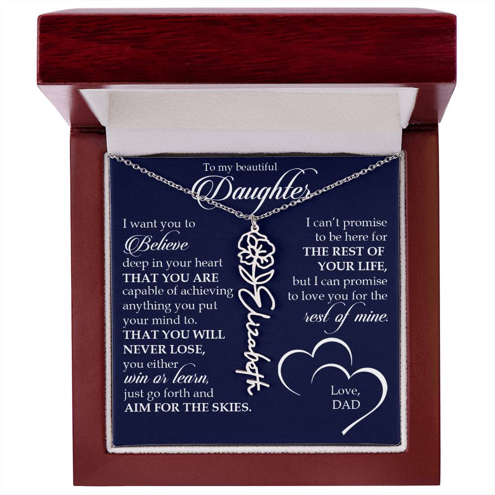 To My Beautiful Daughter, Name Flower Necklace