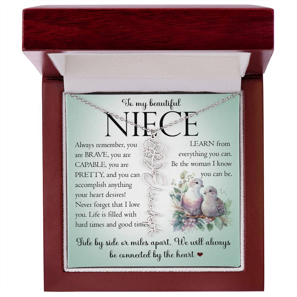 Niece Gift, Name Flower Necklace