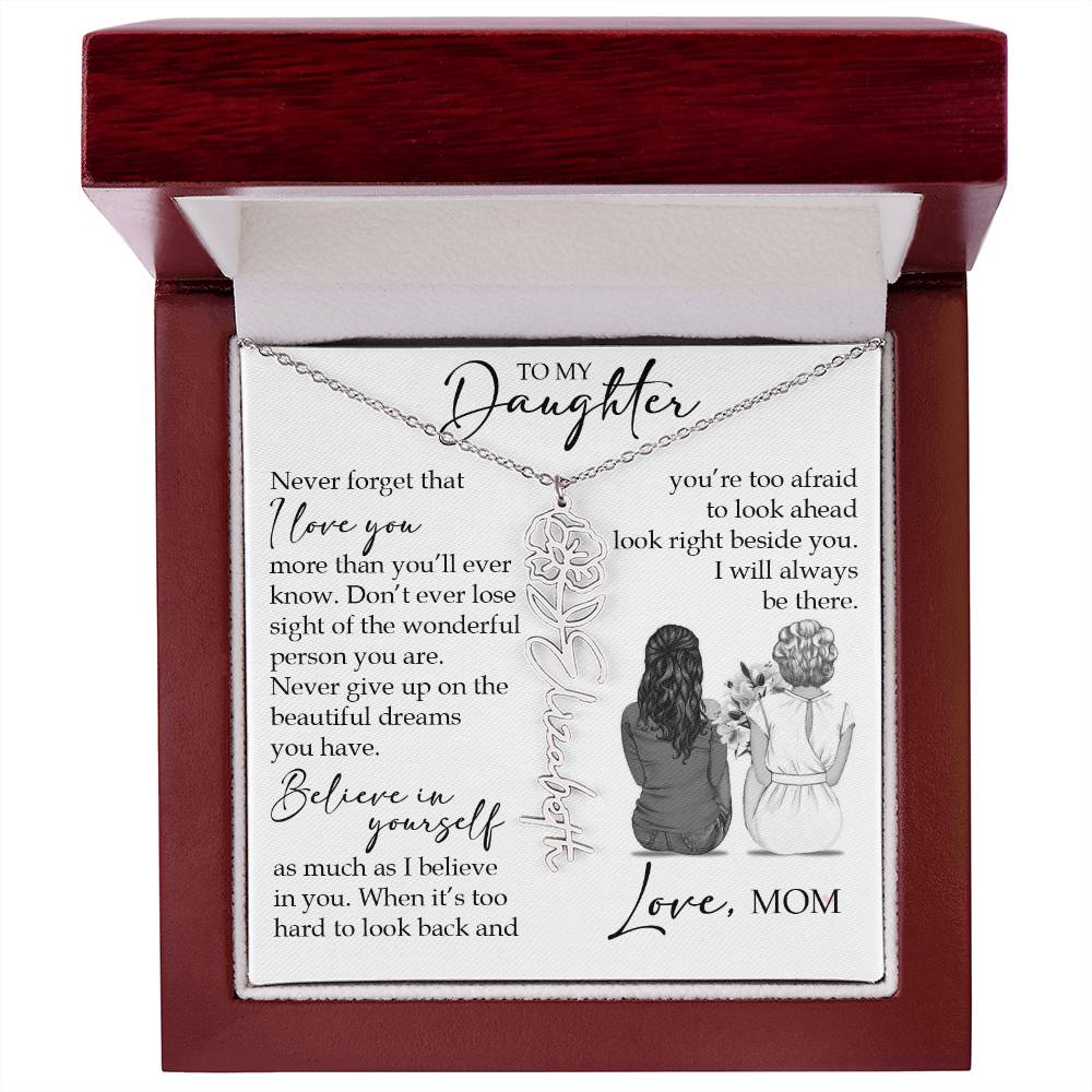 To My Daughter, Birth Flower Name Necklace