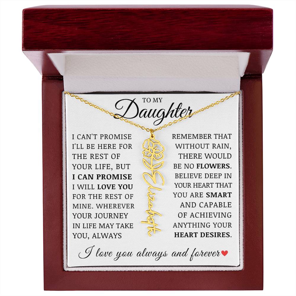 To My Daughter, Customized Name Necklace with Birth Flower, Birthday Christmas Graduation Gift for Her
