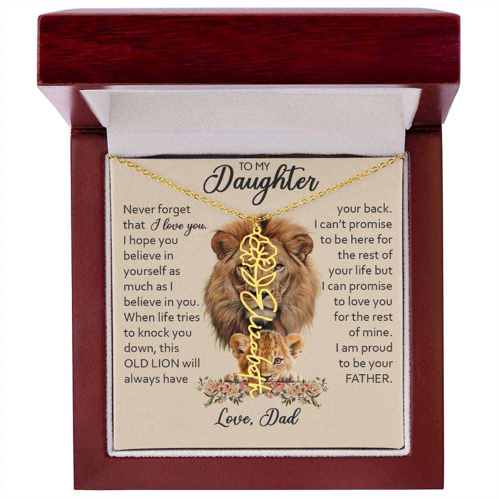To My Daughter, Birth Flower Name Necklace