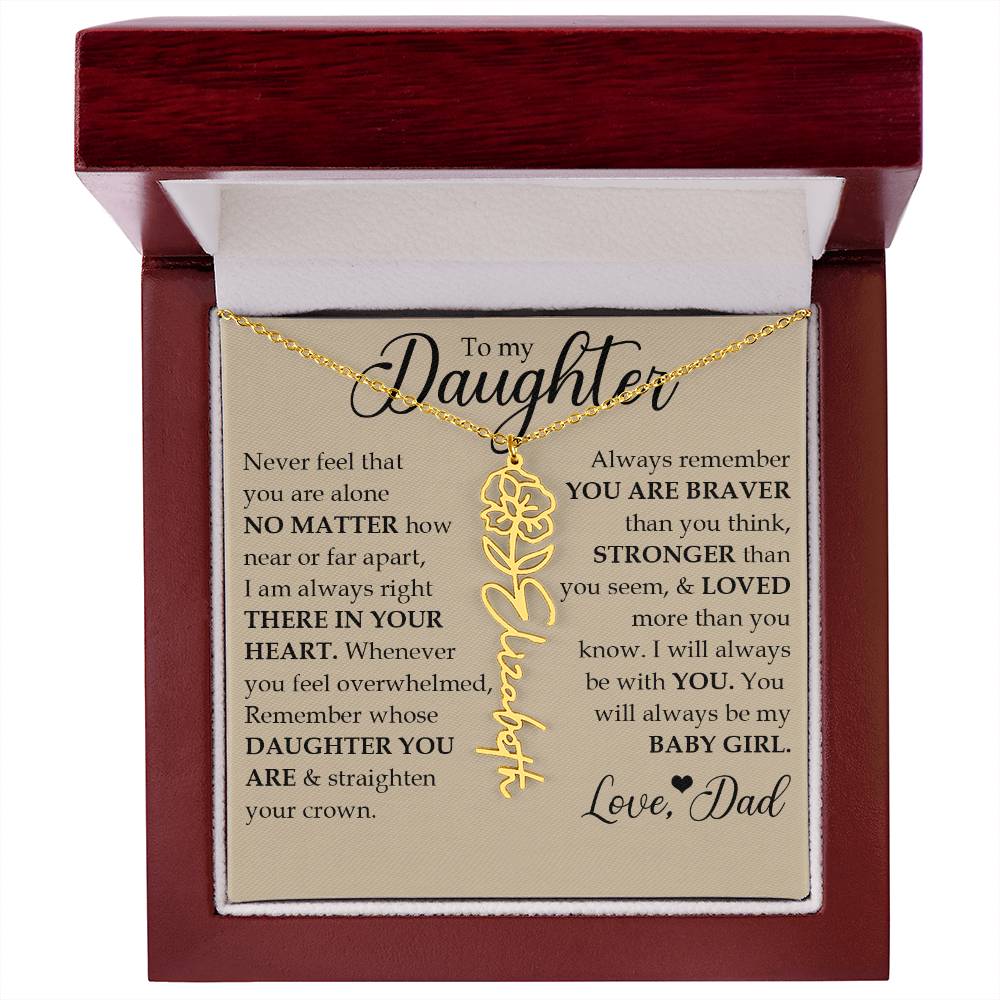 To My Daughter, Name Flower Necklace