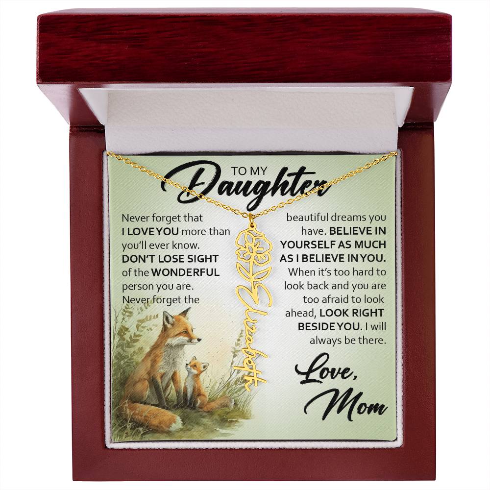 Custom Name Flower Necklace, Daughter Gift