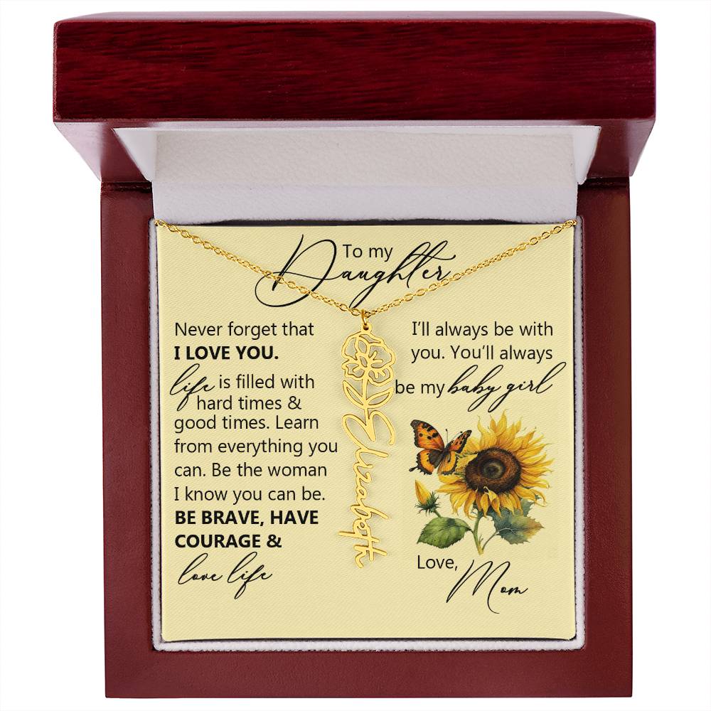 To My Daughter, Name Flower Necklace