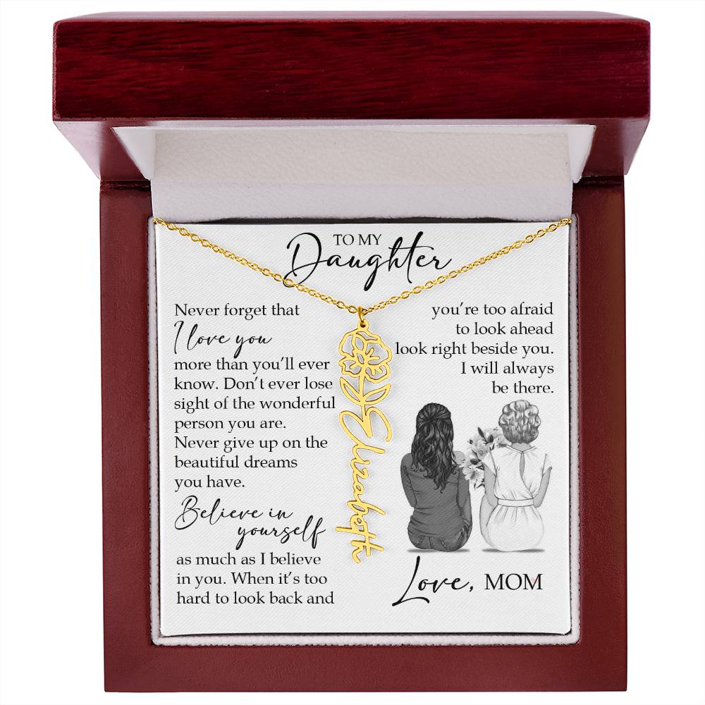 To My Daughter, Birth Flower Name Necklace
