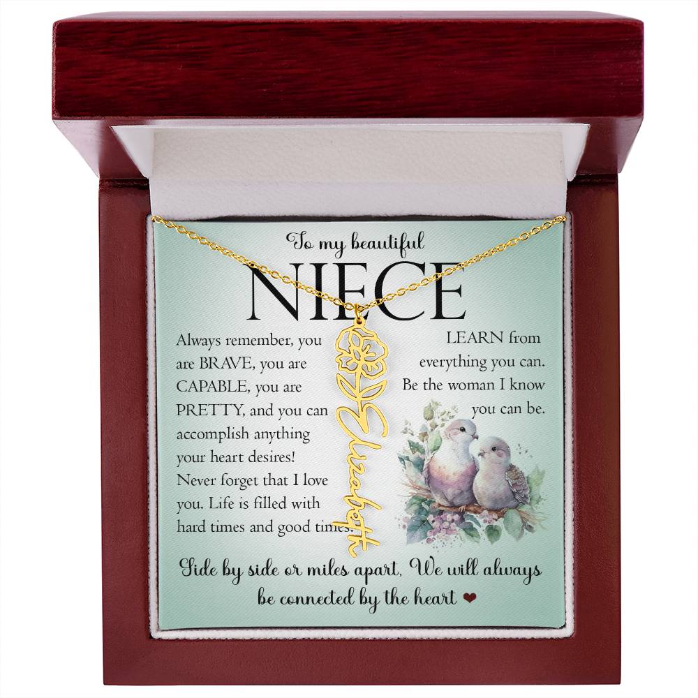 Niece Gift, Name Flower Necklace