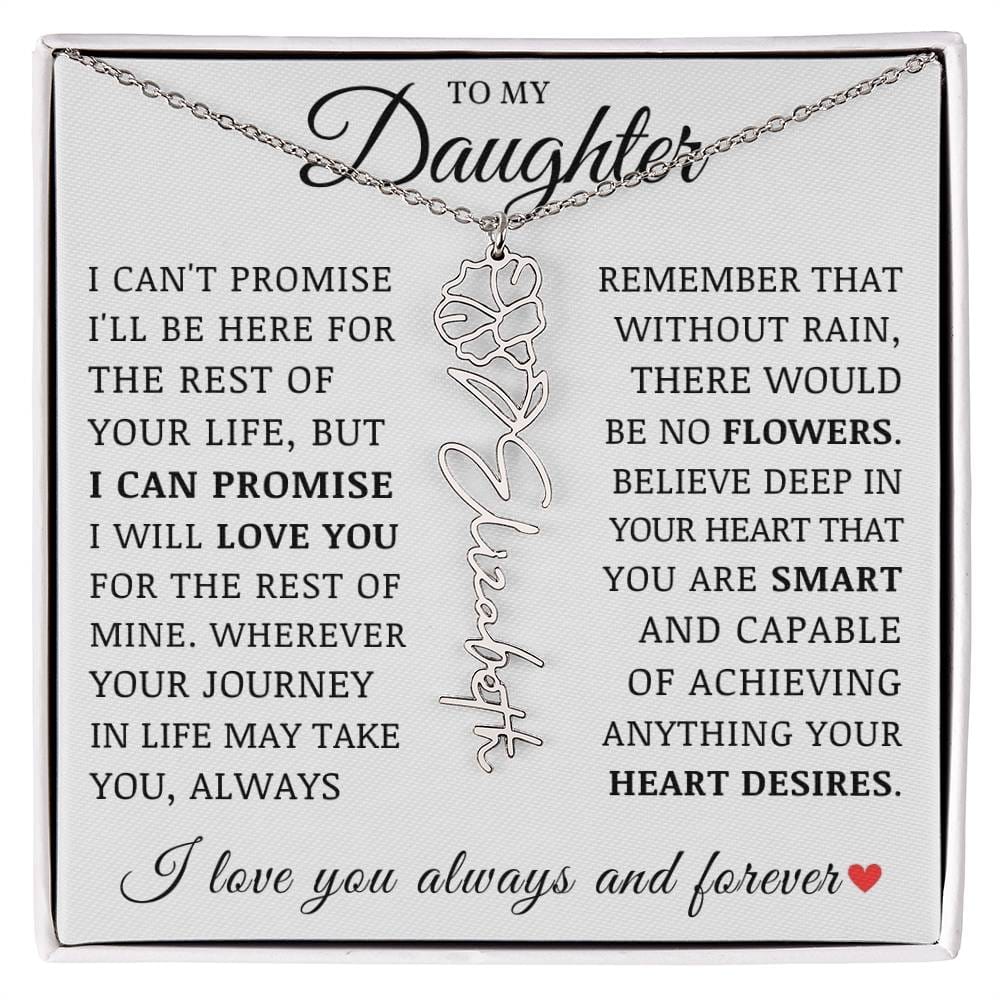 To My Daughter, Customized Name Necklace with Birth Flower, Birthday Christmas Graduation Gift for Her