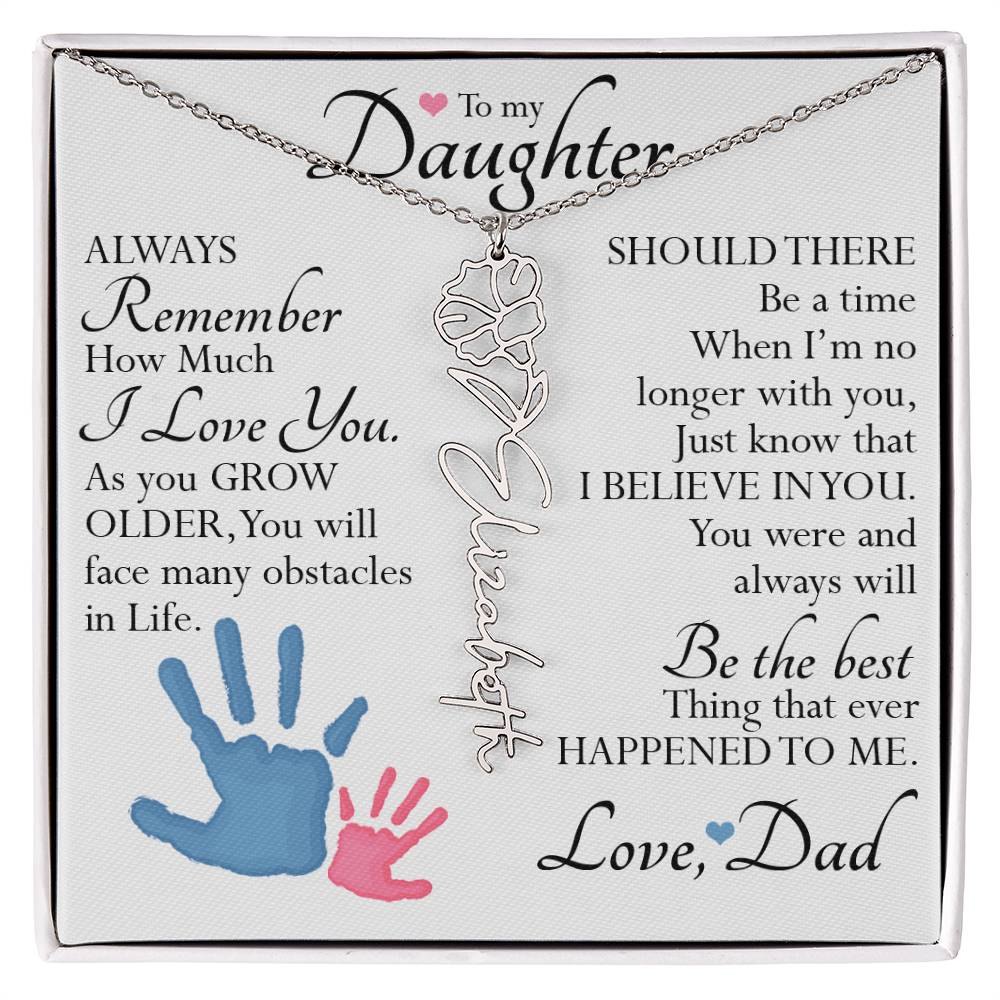 To My Daughter, Name Flower Necklace