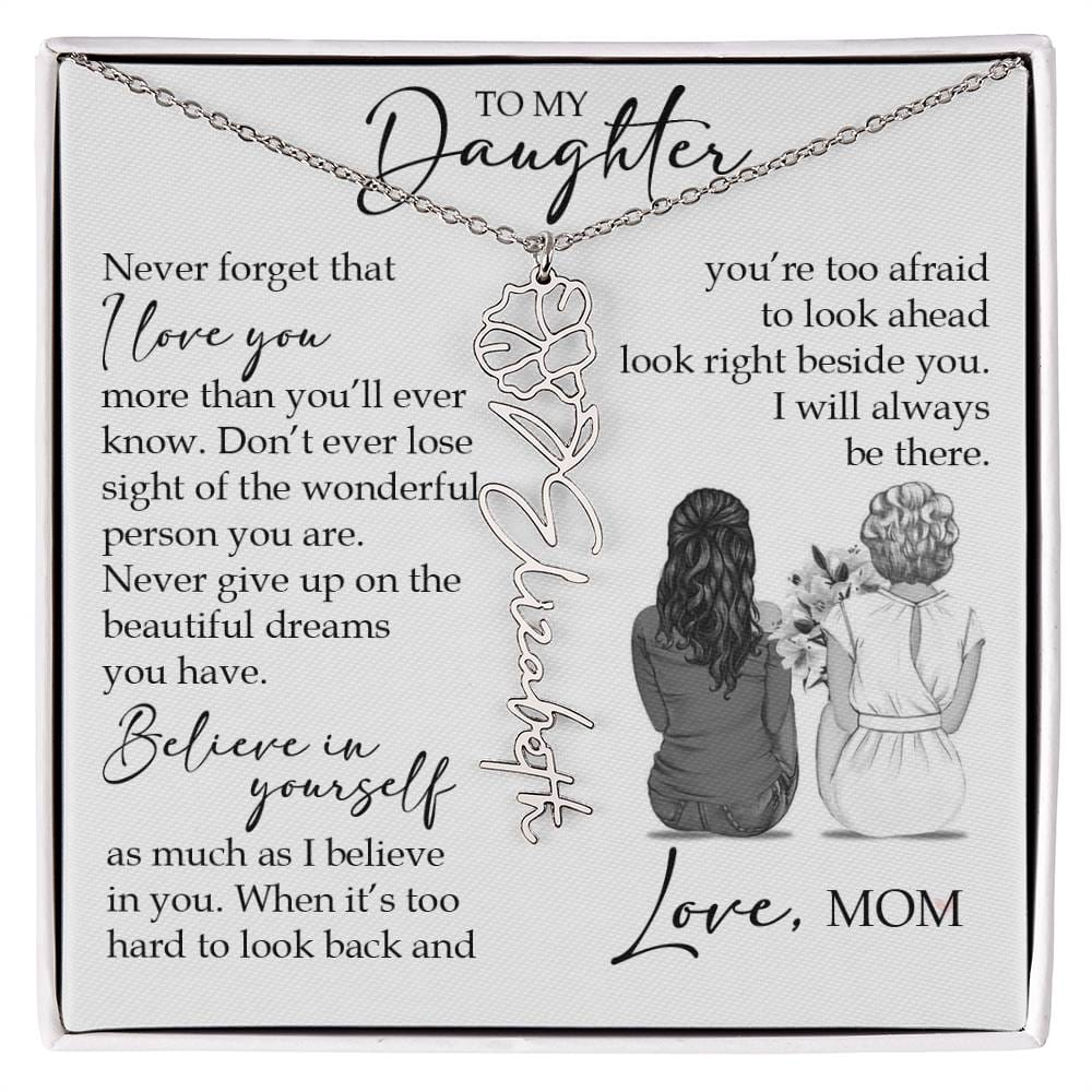 To My Daughter, Birth Flower Name Necklace