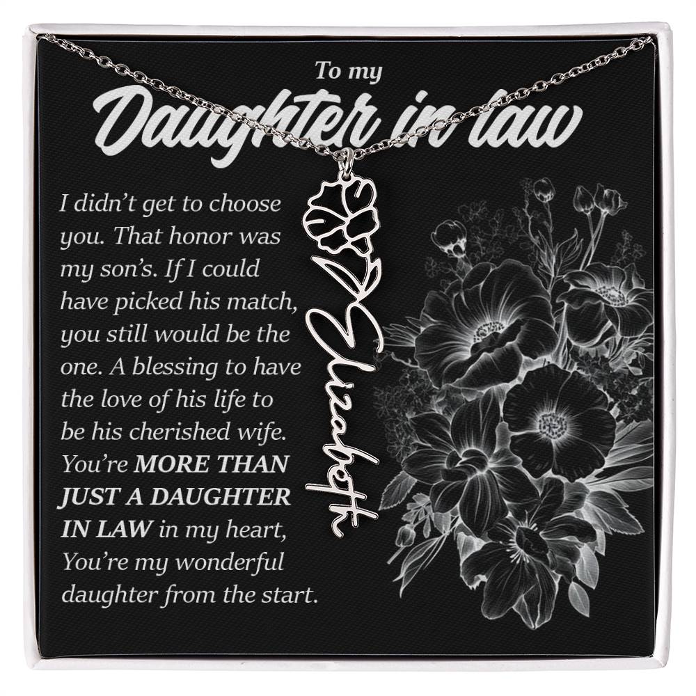 Daughter In Law Gift, Custom Birth Month Flower Name Necklace