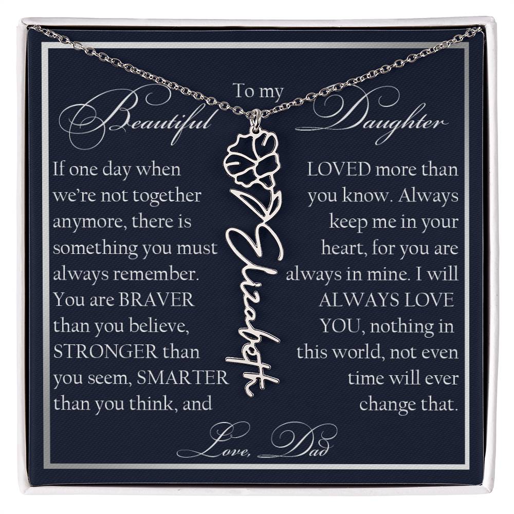 To My Beautiful Daughter, Name Flower Necklace