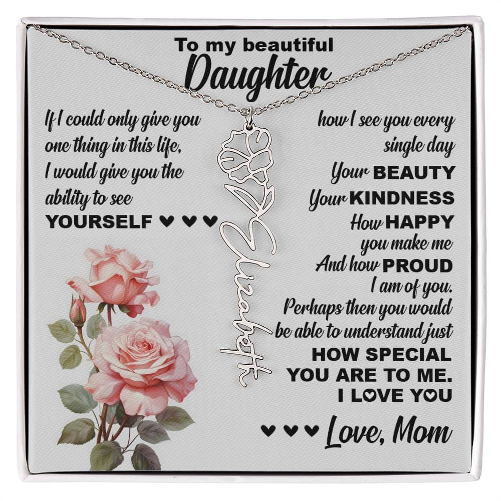 To My Beautiful Daughter, Birth Flower Name Necklace