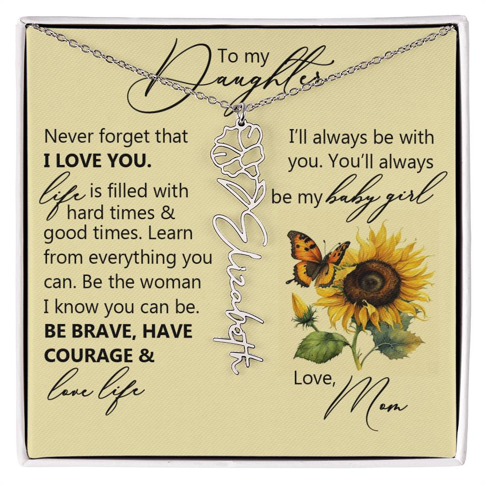 To My Daughter, Name Flower Necklace