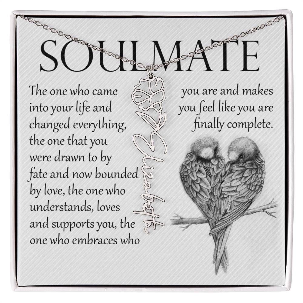 Soulmate Gift, Name Flower Necklace