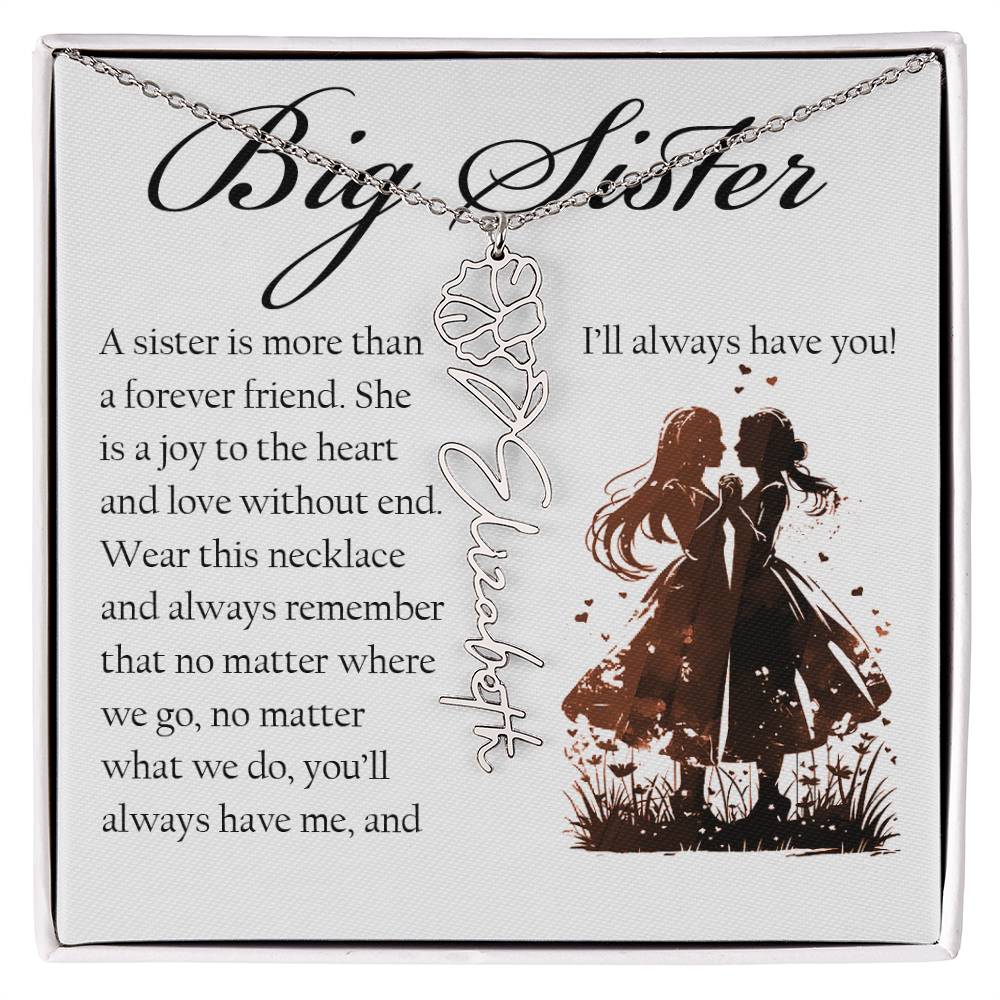 Big Sister Gift, Name Flower Necklace