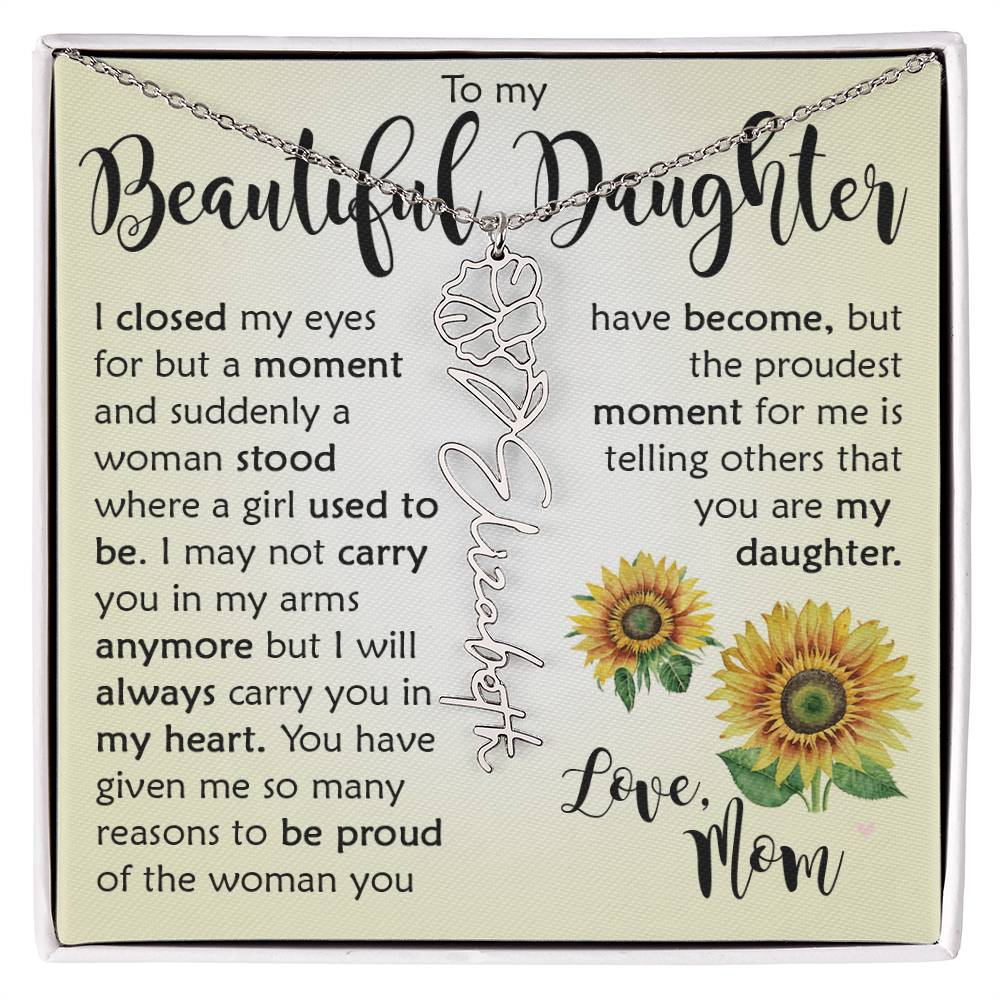 Custom Name Flower Necklace, Daughter Gift