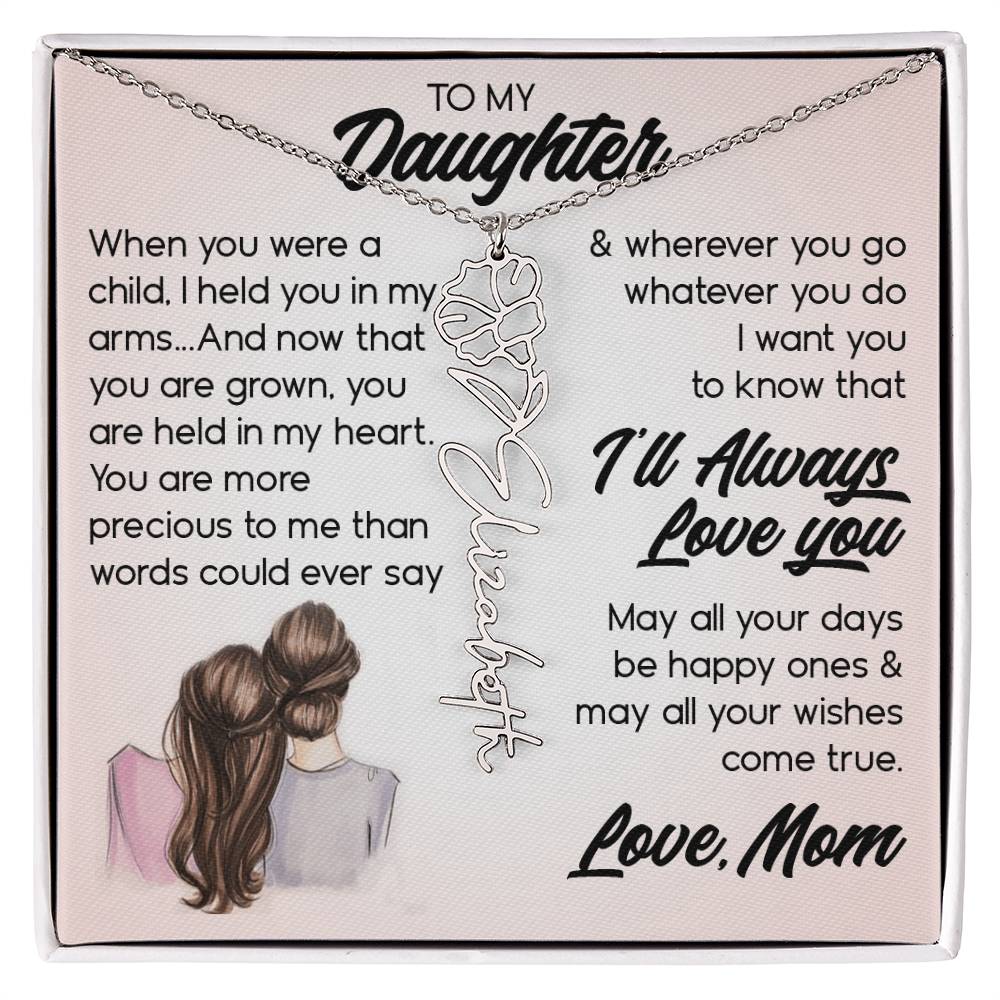 To My Daughter, Name Flower Necklace