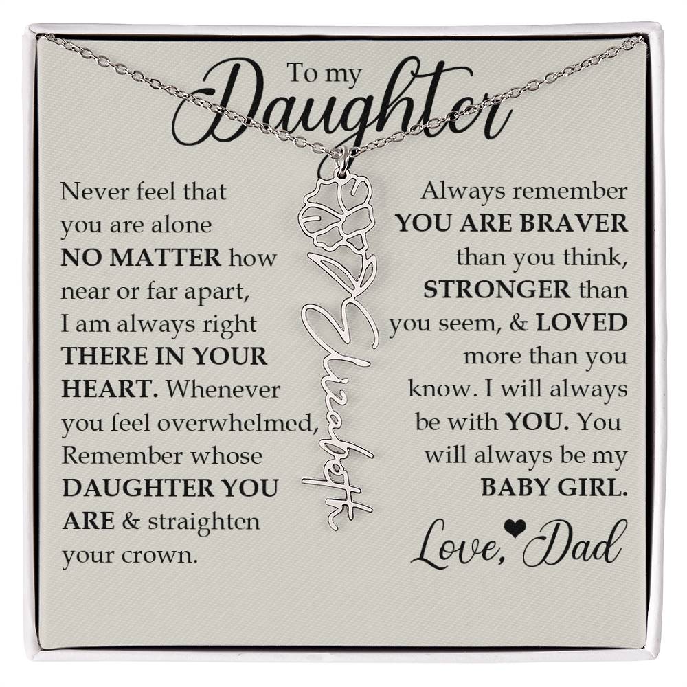 To My Daughter, Name Flower Necklace