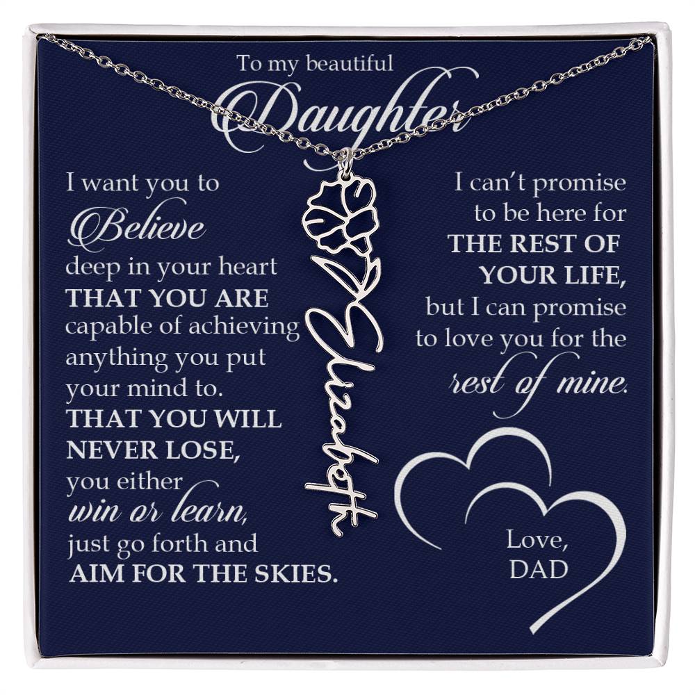 To My Beautiful Daughter, Name Flower Necklace