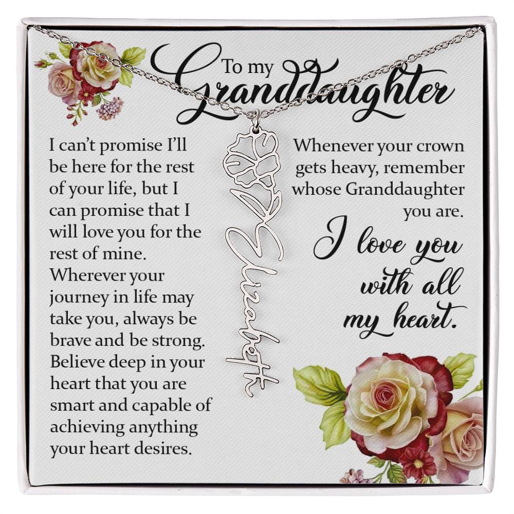 To My Granddaughter, Name Flower Necklace