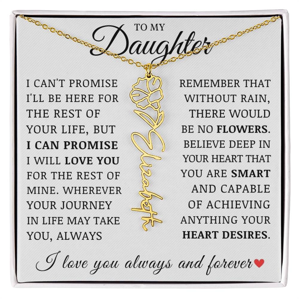 To My Daughter, Customized Name Necklace with Birth Flower, Birthday Christmas Graduation Gift for Her