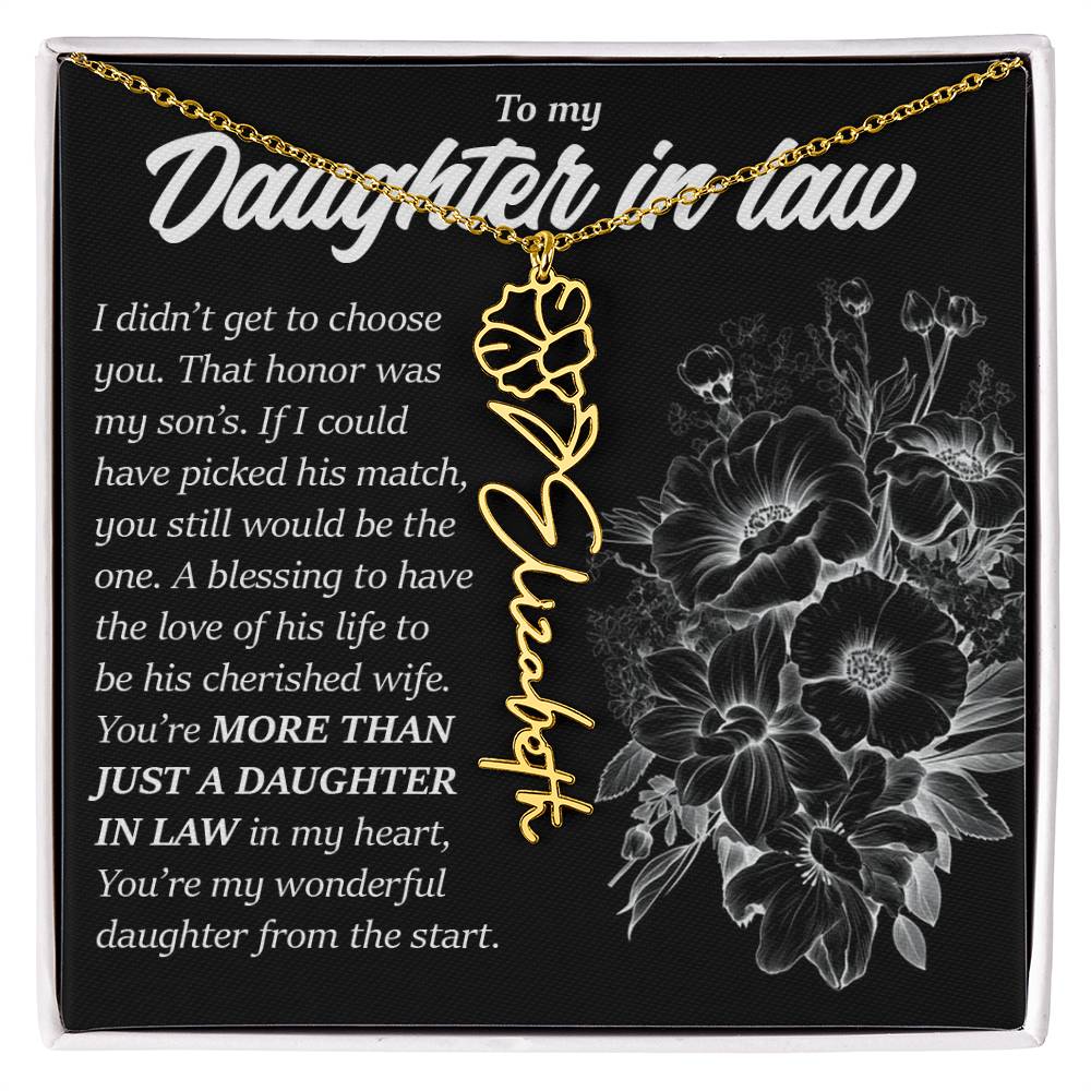 Daughter In Law Gift, Custom Birth Month Flower Name Necklace
