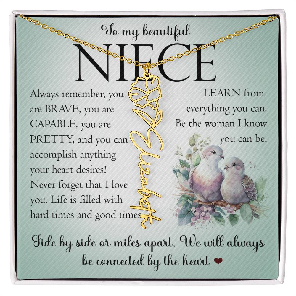 Niece Gift, Name Flower Necklace