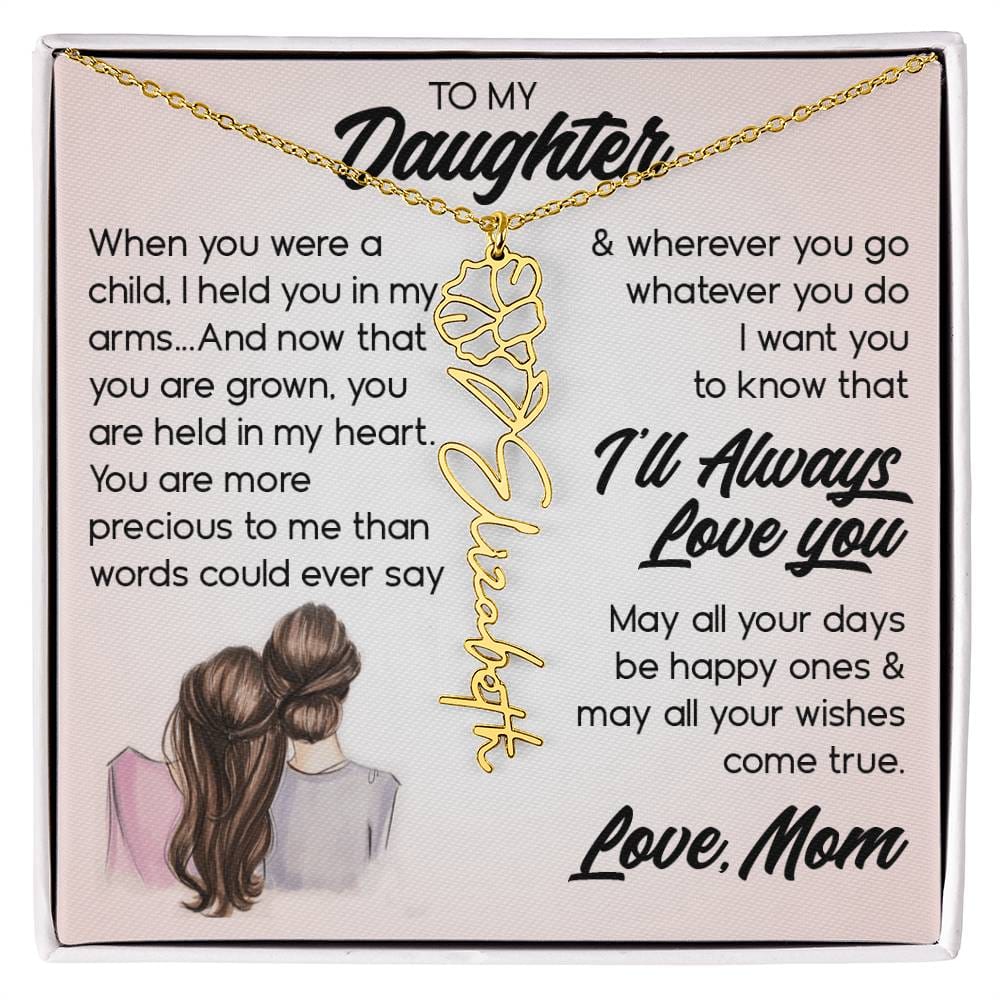 To My Daughter, Name Flower Necklace