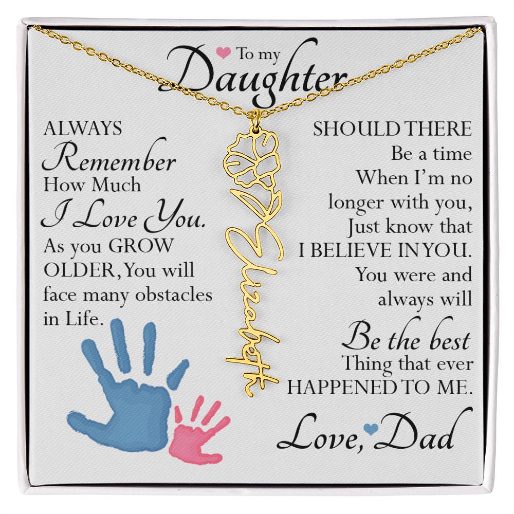 To My Daughter, Name Flower Necklace