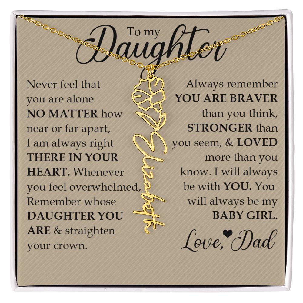 To My Daughter, Name Flower Necklace