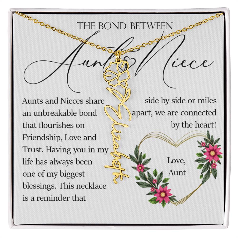 Aunt and Niece Gift, Name Flower Necklace