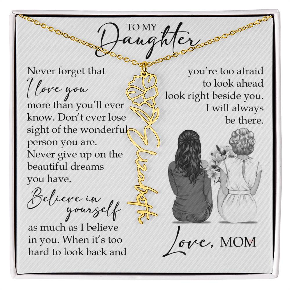 To My Daughter, Birth Flower Name Necklace