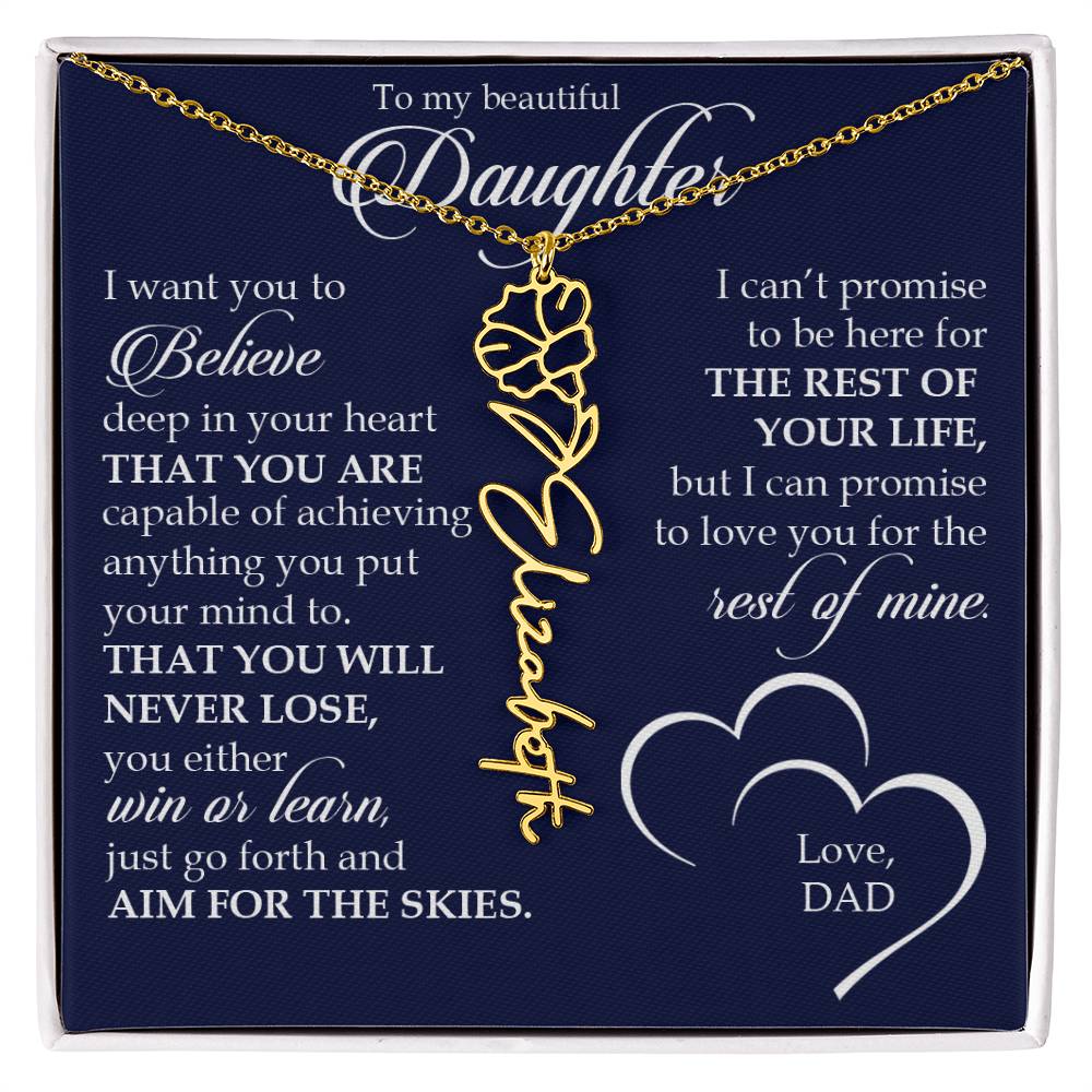 To My Beautiful Daughter, Name Flower Necklace